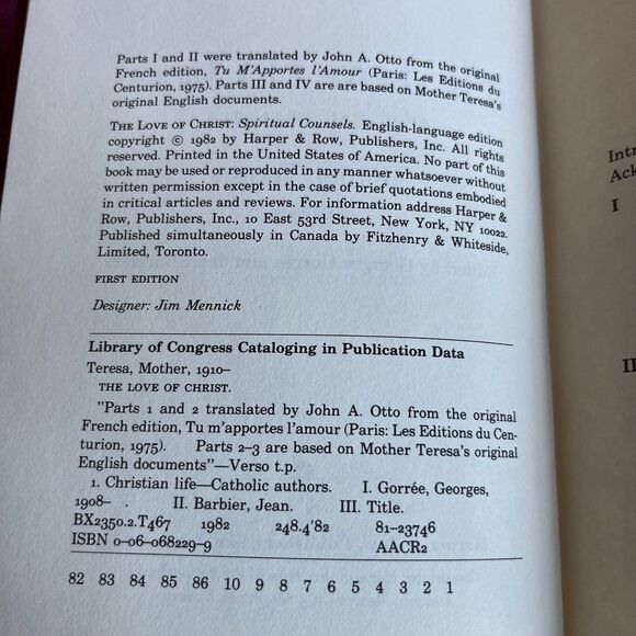 * 3 for $9 * 1982 The Love of Christ, Spiritual Counsels Mother Teresa. 1st Ed - Picture 3 of 12
